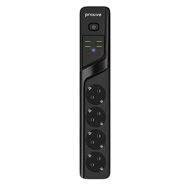 Мережевий фільтр Proove Power Socket P-04 (4 розетки + 4 USB + 2 Type-C) 2М black 500096 &mdash; фото товару