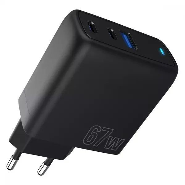 Мережевий зарядний пристрій Proove Shot GaN 67W (2Type-C + USB) black 5145 фото