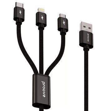 Кабель Proove Triple Connection 3 in 1 Type-C + Micro USB + Lightning (1.3m) 16505 фото