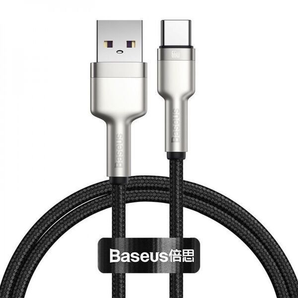 Кабель Baseus Cafule Metal Data Type-C 66W (0.25m) black 3354 фото