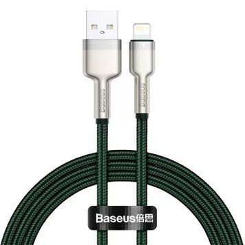 Кабель Baseus Cafule Metal Lightning 2.4A (2m) green 5555 фото