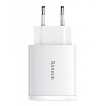 Мережевий зарядний пристрій Baseus Compact Quick Charger 30W QC+ PD (1Type-C + 2USB) white 1023 фото