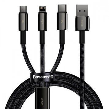 Кабель Baseus Tungsten Gold One-for-three Fast Charging Data 3-in-1 (Micro USB+Lightning+Type-C) 3.5 black 3362 фото
