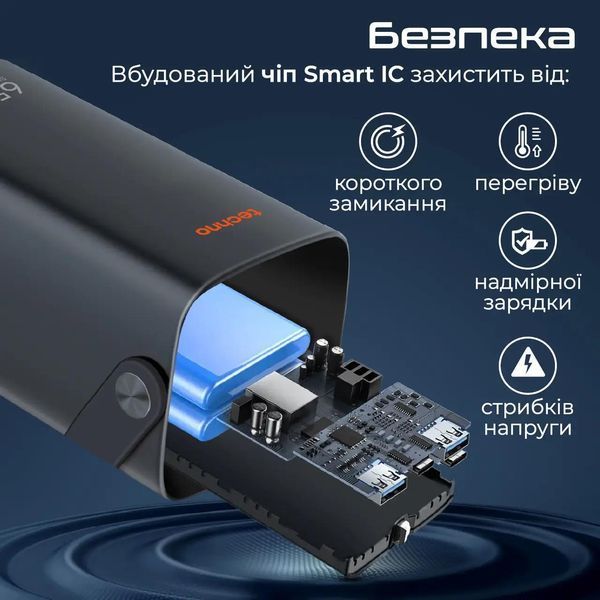Павербанк Techno з ліхтарем 80000 mAh 65W Black 100000 фото