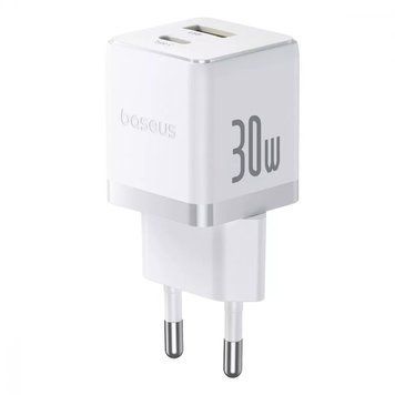 МЗП Baseus Palm Fast Charger Type-C+USB 30W (With Cable Type-C to Type-C 60W 1m) 500017 &mdash; фото товару
