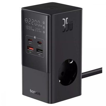 Мережевий фільтр Baseus Power Combo Tower Digital (3*AC+2*USB+2*Type-C 35W 1.5m) 15057 фото