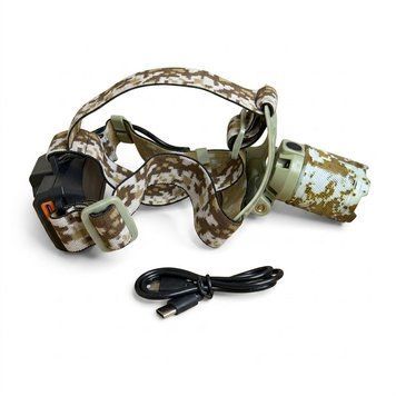 Налобний ліхтар HeadLamp 50042 на багатоцільовій акумуляторі з діодом T6 і з зумом зарядка від USB 15909 фото