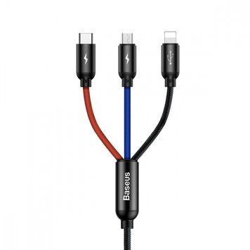Кабель Baseus Three Primary Colors 3-in-1 5A (1.2m) black 3361 фото