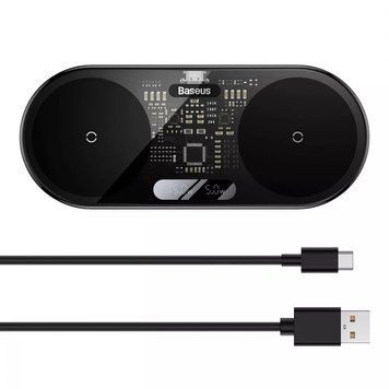 Бездротовий зарядний пристрій Baseus Digital LED Display 2in1 20W 3487 фото