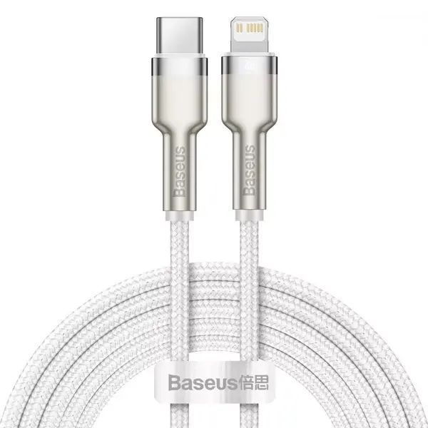 Кабель Baseus Cafule Metal Type-C to Lightning PD 20W (2m) white 5808 фото