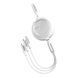 Кабель Baseus Bright Mirror One-for-three (Micro USB+Lightning+Type-C) 3.5A (1.2m) white 3348 фото