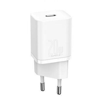 Мережевий зарядний пристрій Baseus Super Silicone PD Charger 20W (1Type-C) white 3467 фото