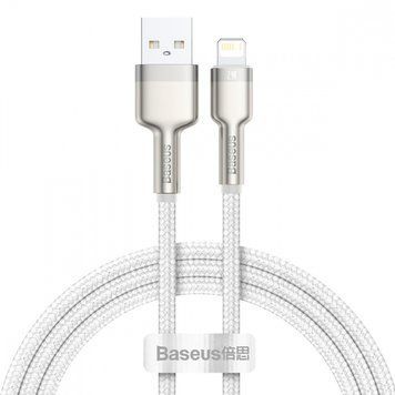 Кабель Baseus Cafule Metal Lightning 2.4A (2m) white 273 &mdash; фото товару